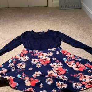 Navy blue floral dress